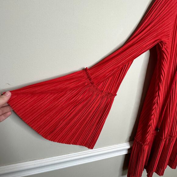 NWOT Red Free People Can't Help It Pleated Mini Dress - Picture 5 of 7